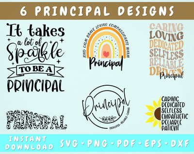 Principal SVG Bundle, 6 Designs, Principal Quotes SVG, Principal Cut Files, Principal Leopard SVG, It Takes A Lot Of Sparkle To Be A Principal SVG SVG HappyDesignStudio 