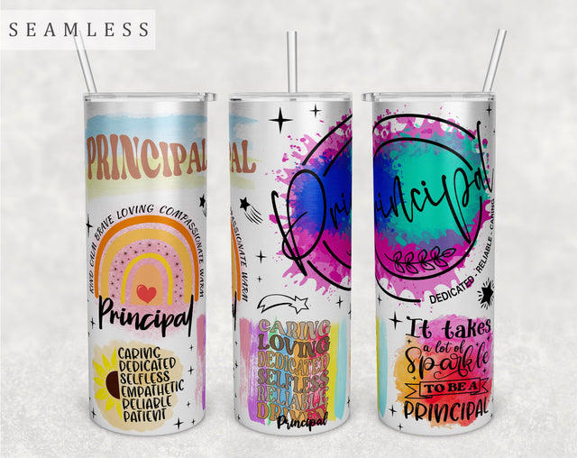 Principal Tumbler Wrap, 20 Oz Skinny Tumbler Sublimation Design, Seamless Principal Definition Tumbler PNG Sublimation HappyDesignStudio 
