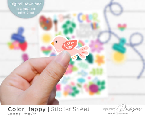 Print and Cut Art Sticker sheet SVG Aja Nicole Designs 