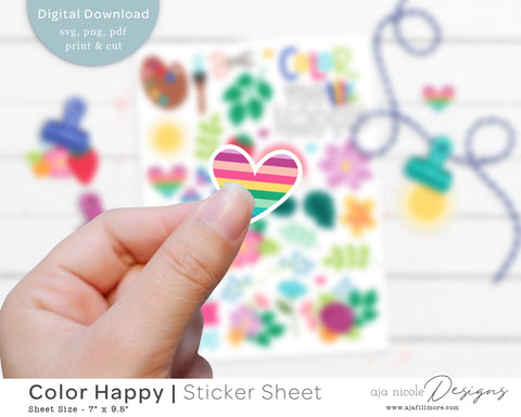Print and Cut Art Sticker sheet SVG Aja Nicole Designs 