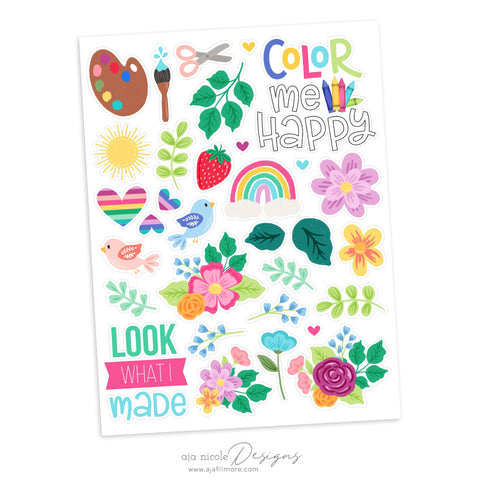 Print and Cut Art Sticker sheet SVG Aja Nicole Designs 