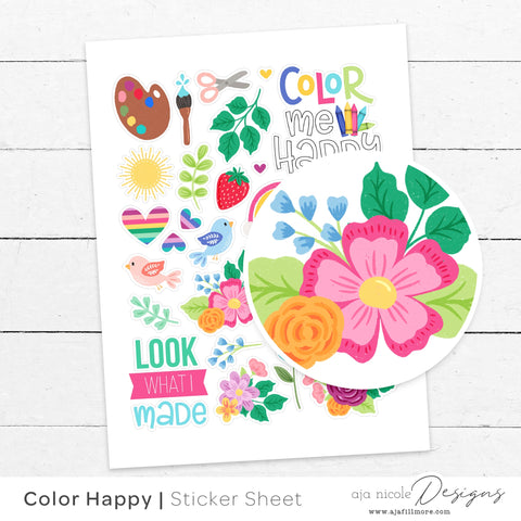 Print and Cut Art Sticker sheet SVG Aja Nicole Designs 