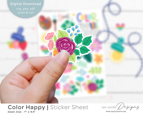 Print and Cut Art Sticker sheet SVG Aja Nicole Designs 