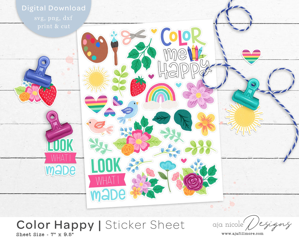 Print and Cut Art Sticker sheet - So Fontsy