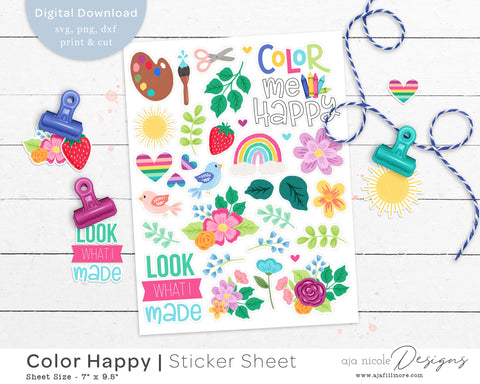 Print and Cut Art Sticker sheet SVG Aja Nicole Designs 