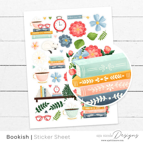 Print and Cut Book Sticker Sheet SVG Aja Nicole Designs 