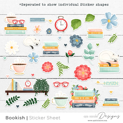 Print and Cut Book Sticker Sheet SVG Aja Nicole Designs 