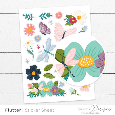 Print and Cut Butterfly Sticker Set SVG Aja Nicole Designs 