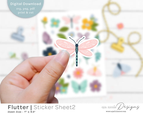 Print and Cut Butterfly Sticker Set SVG Aja Nicole Designs 