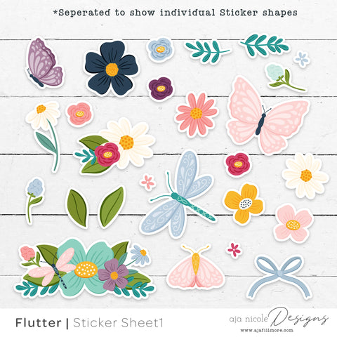 Print and Cut Butterfly Sticker Sheet SVG Aja Nicole Designs 