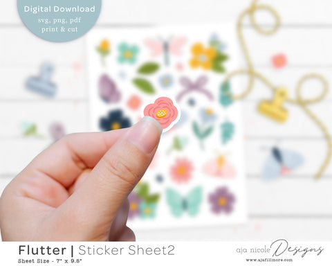 Print and Cut Butterfly Sticker Sheet SVG Aja Nicole Designs 