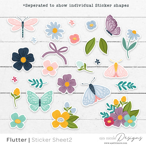 Print and Cut Butterfly Sticker Sheet SVG Aja Nicole Designs 