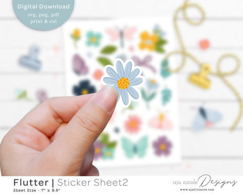 Print and Cut Butterfly Sticker Sheet SVG Aja Nicole Designs 