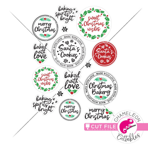 Print and Cut Christmas Baking Stickers Bundle PNG Sublimation Chameleon Cuttables 