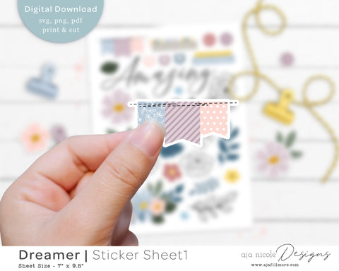 Print and Cut Floral Sticker Sheet SVG Aja Nicole Designs 