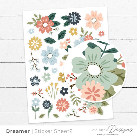 Print and Cut Flower Sticker Sheet SVG Aja Nicole Designs 