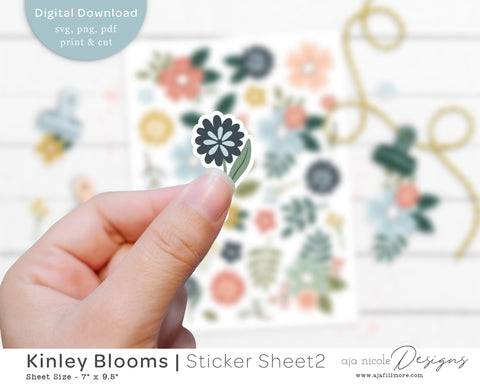 Print and Cut Flower Sticker Sheet SVG Aja Nicole Designs 