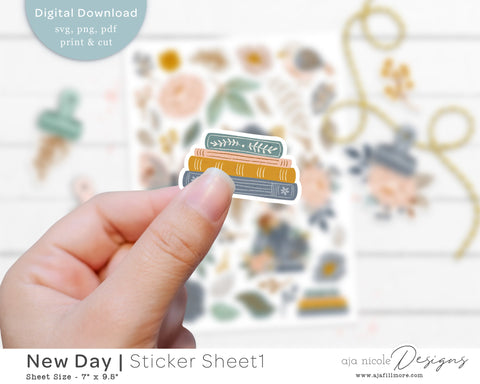 Print and Cut Flower Sticker Sheet SVG Aja Nicole Designs 