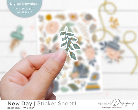 Print and Cut Flower Sticker Sheet SVG Aja Nicole Designs 