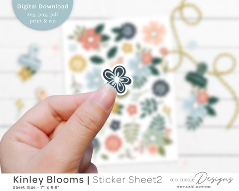 Print and Cut Flower Sticker Sheet SVG Aja Nicole Designs 