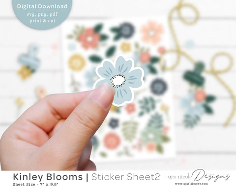 Print and Cut Flower Sticker Sheet SVG Aja Nicole Designs 