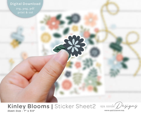 Print and Cut Flower Sticker Sheet SVG Aja Nicole Designs 