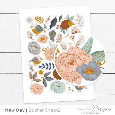 Print and Cut Flower Sticker Sheet SVG Aja Nicole Designs 