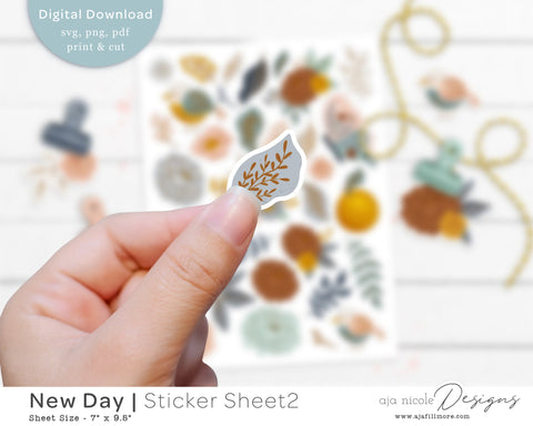 Print and Cut Flower Sticker Sheet SVG Aja Nicole Designs 