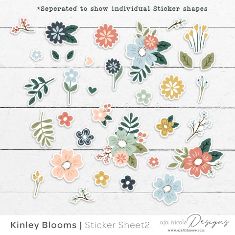 Print and Cut Flower Sticker Sheet SVG Aja Nicole Designs 