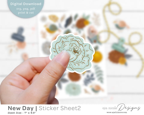 Print and Cut Flower Sticker Sheet SVG Aja Nicole Designs 