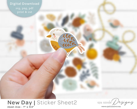 Print and Cut Flower Sticker Sheet SVG Aja Nicole Designs 
