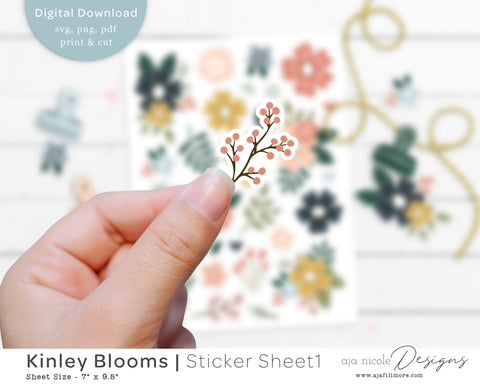 Print and Cut Flower Sticker SVG Aja Nicole Designs 