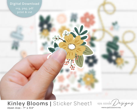 Print and Cut Flower Sticker SVG Aja Nicole Designs 