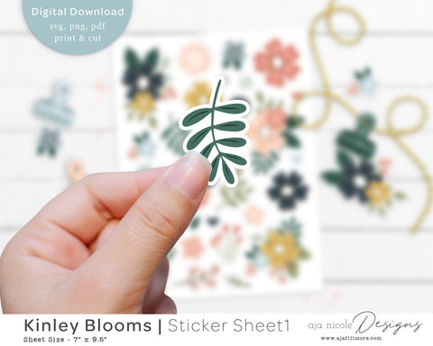 Print and Cut Flower Sticker SVG Aja Nicole Designs 