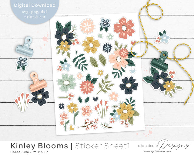 Print and Cut Flower Sticker SVG Aja Nicole Designs 
