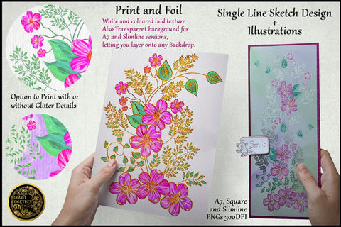 Print and Foil | Single line Sketch - Primrose and Ferns Sketch DESIGN DrawnTogether with love 