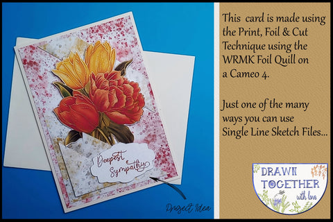 Print, Foil and Cut | Single Line Sketch - Bunch of Tulips Sketch DESIGN DrawnTogether with love 