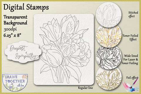 Print Foil and Sketch Bundle - Bunch of Tulips Sketch DESIGN DrawnTogether with love 