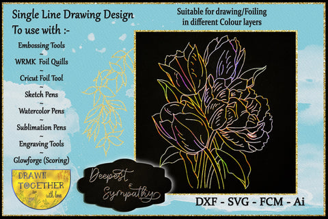 Print Foil and Sketch Bundle - Bunch of Tulips Sketch DESIGN DrawnTogether with love 