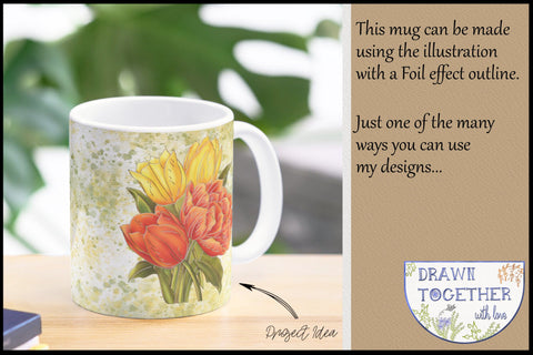 Print Foil and Sketch Bundle - Bunch of Tulips Sketch DESIGN DrawnTogether with love 