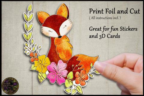 Print, Foil n Cut | Single line Sketch - Fox 1 Sketch DESIGN DrawnTogether with love 