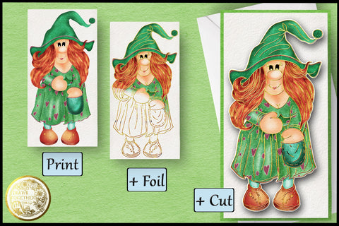 Print, Foil n Cut | Single line Sketch - Lady Gnome - Mable Sketch DESIGN DrawnTogether with love 