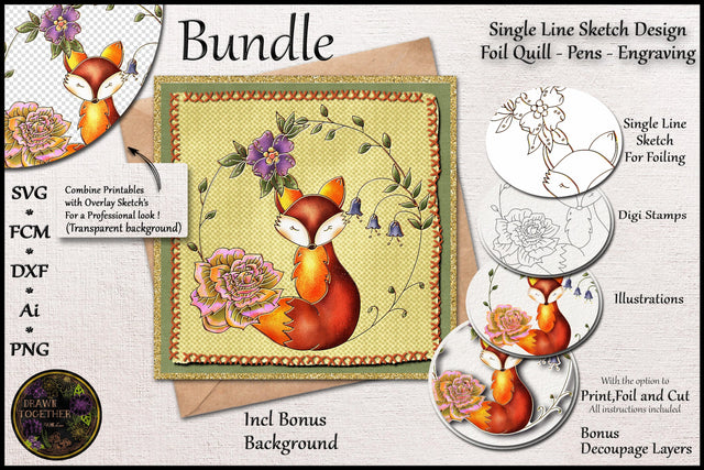 Print Foil n Sketch Bundle - Fox 2 Sublimation DrawnTogether with love 