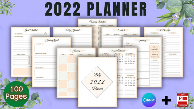 Printable 2022 Planner Canva Template Digital Pattern FloridPrintables 