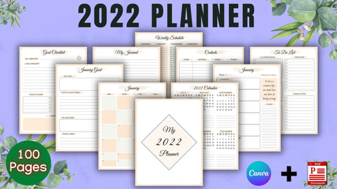 Printable 2022 Planner Canva Template Digital Pattern FloridPrintables 
