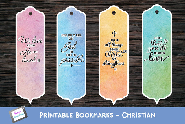 Printable bookmarks - 4 Christian Bookmarks Sublimation Stacy's Digital Designs 