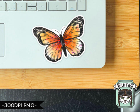 PRINTABLE Butterfly Sticker Files, PNG Files, Butterfly Illustrations, Printable Sticker File, Butterflies Printable Planner Sticker Cut File SVG Wild Pilot 