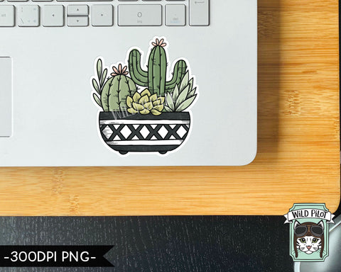 PRINTABLE Cactus Succulent Sticker Files PNG File, Succulent Illustrations, Planner Sticker File, Cactus Planters, Plant Lovers Digital Sublimation Wild Pilot 