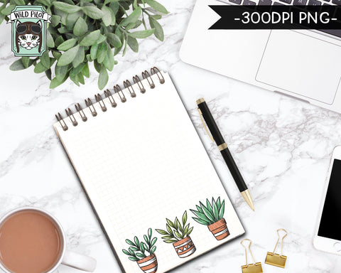 PRINTABLE Cactus Succulent Sticker files PNG file, Succulent Illustrations, Planner Sticker file, Cactus Planters, Plant Lovers Digital Sublimation Wild Pilot 