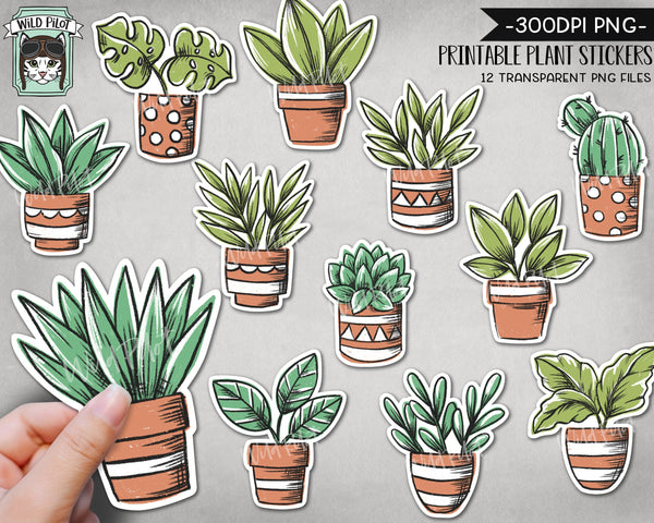PRINTABLE Cactus Succulent Sticker files PNG file, Succulent Illustrations,  Planner Sticker file, Cactus Planters, Plant Lovers Digital
